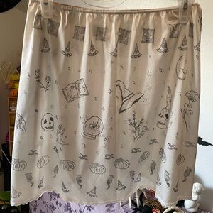 Vintage Sears Halloween spooky hand drawn off white skirt slip